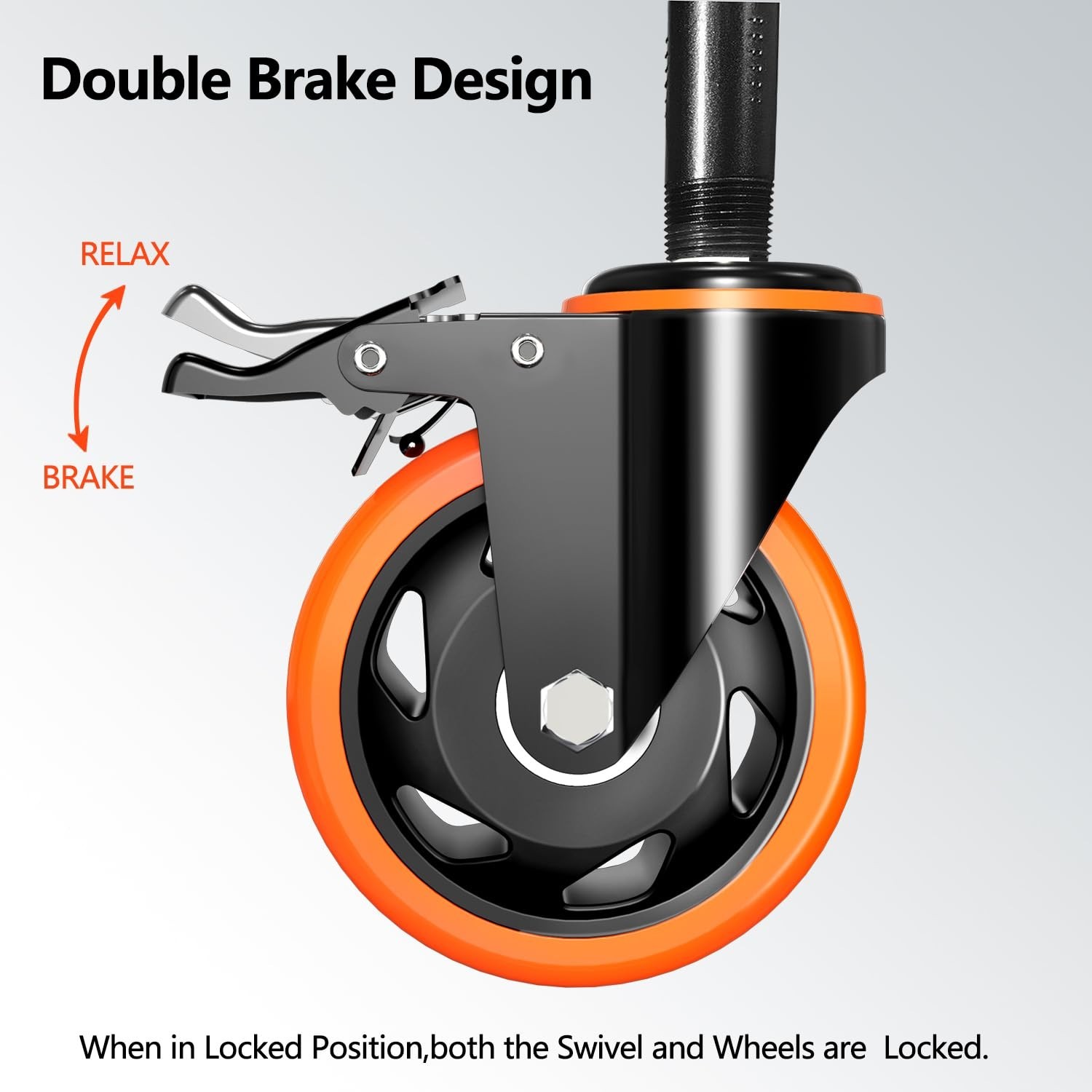 4 inch Stem Caster Wheels 2000lbs, Threaded Stem Casters Set of 4 Heavy Duty,3/8