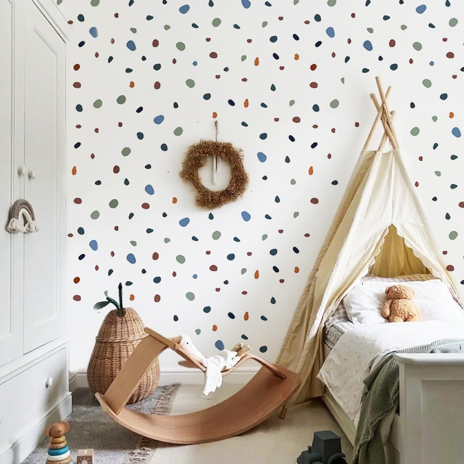 Irregular Boho Wall Stickers Terrazzo Decal Polka Dots Wall Decor Bedroom Rem…