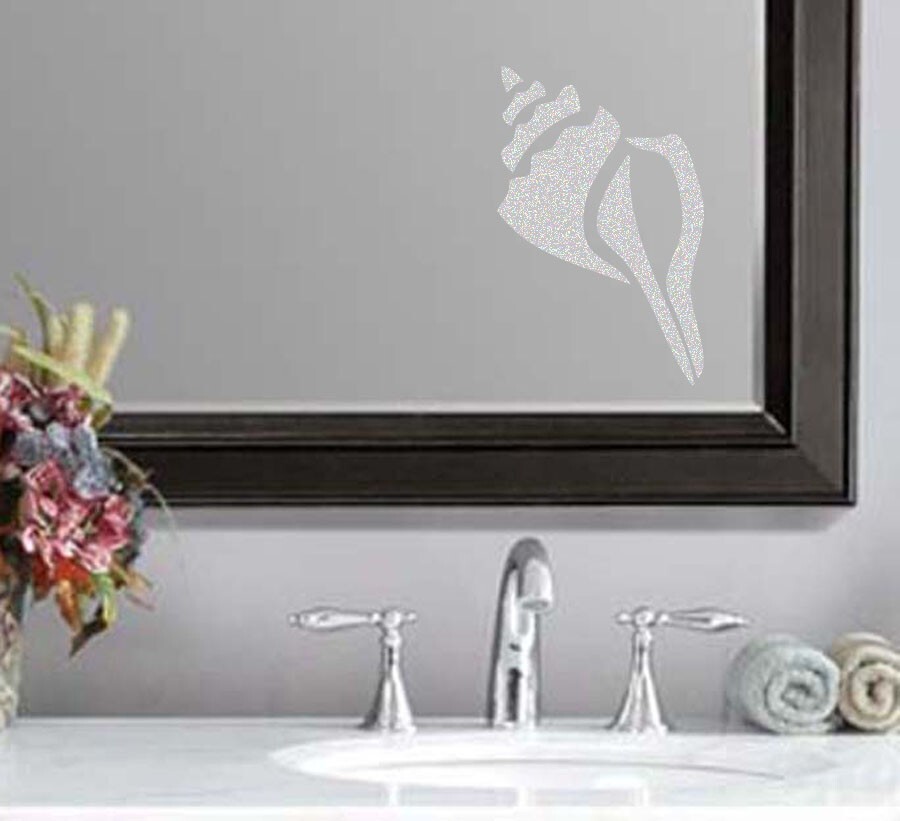Seashell Frosted Etched Glass Vinyl Sticker Decal 3″-5″h Beach Summer Shell