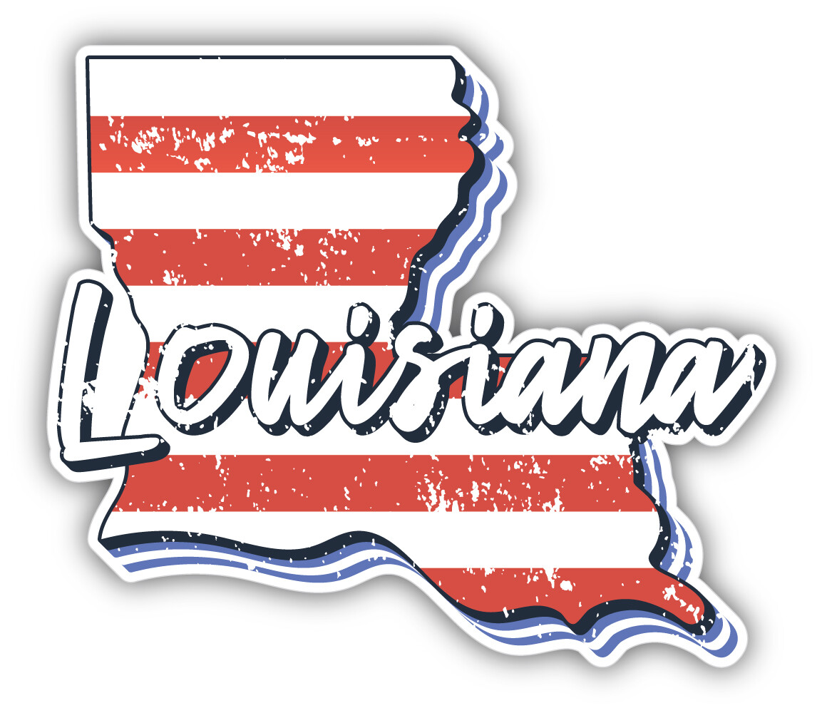 Louisiana USA State Map Flag Vinyl Sticker Decal