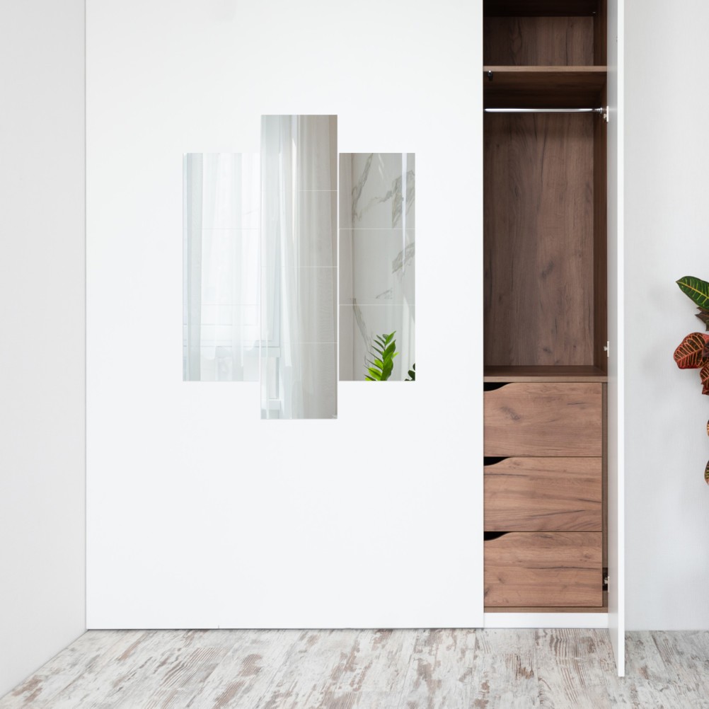 Silver Mirror Wall Sticker for Decor PVC Material Peel and Stick Smooth Edges