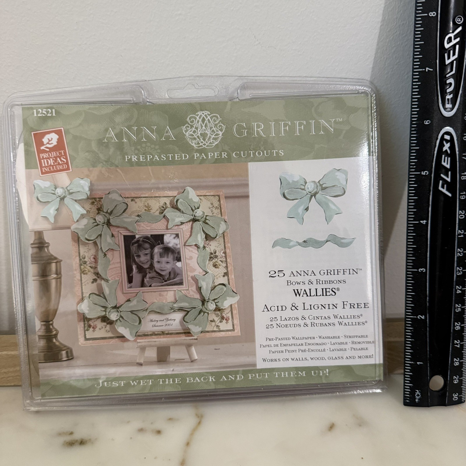 Wallies Anna Griffin Bows & Ribbons 25 piece Pre Pasted Wallpaper Cutouts Decals