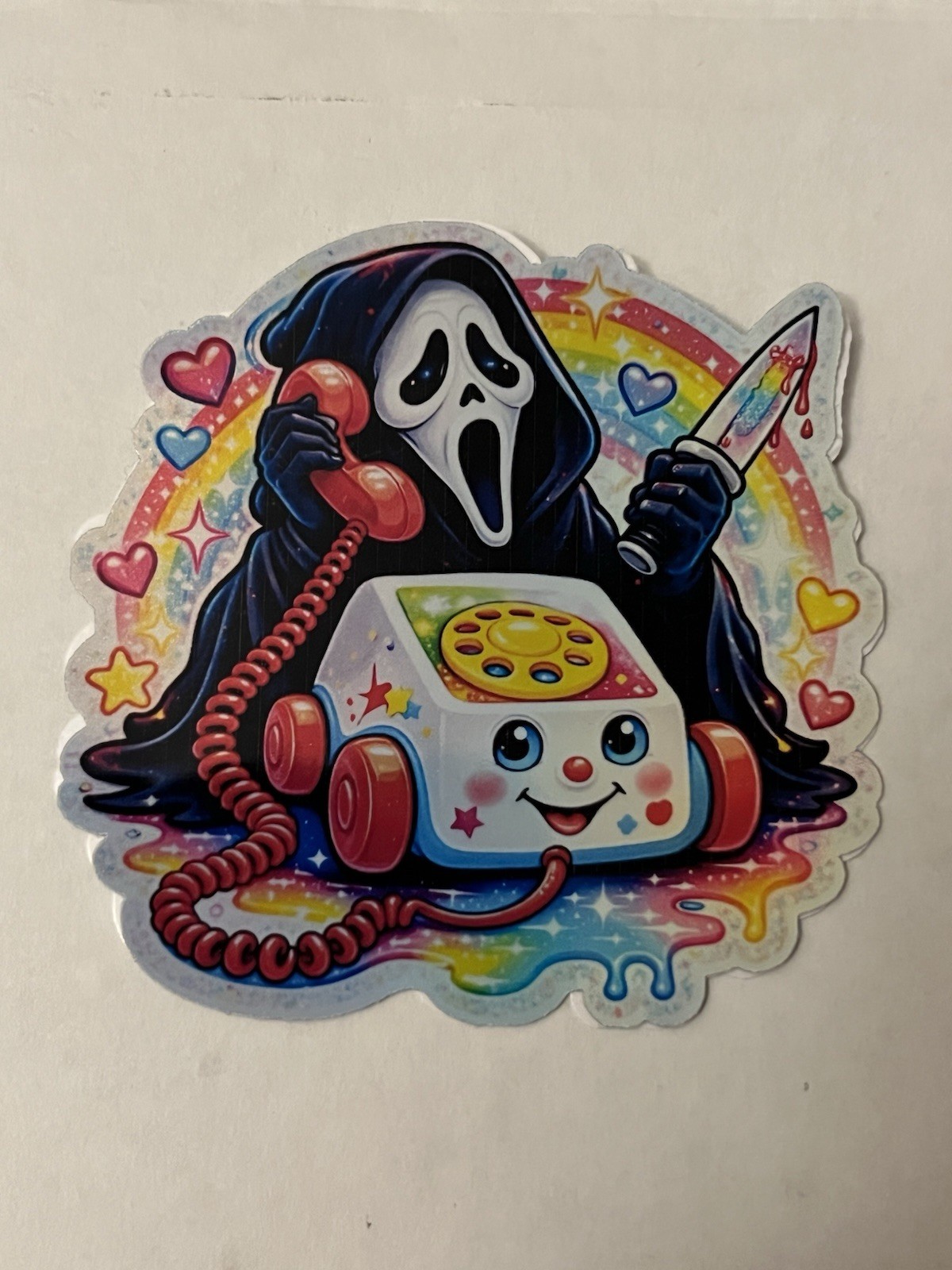 Ghostface Chatter Phone Rainbow Explosion Holographic 3 Inch Sticker