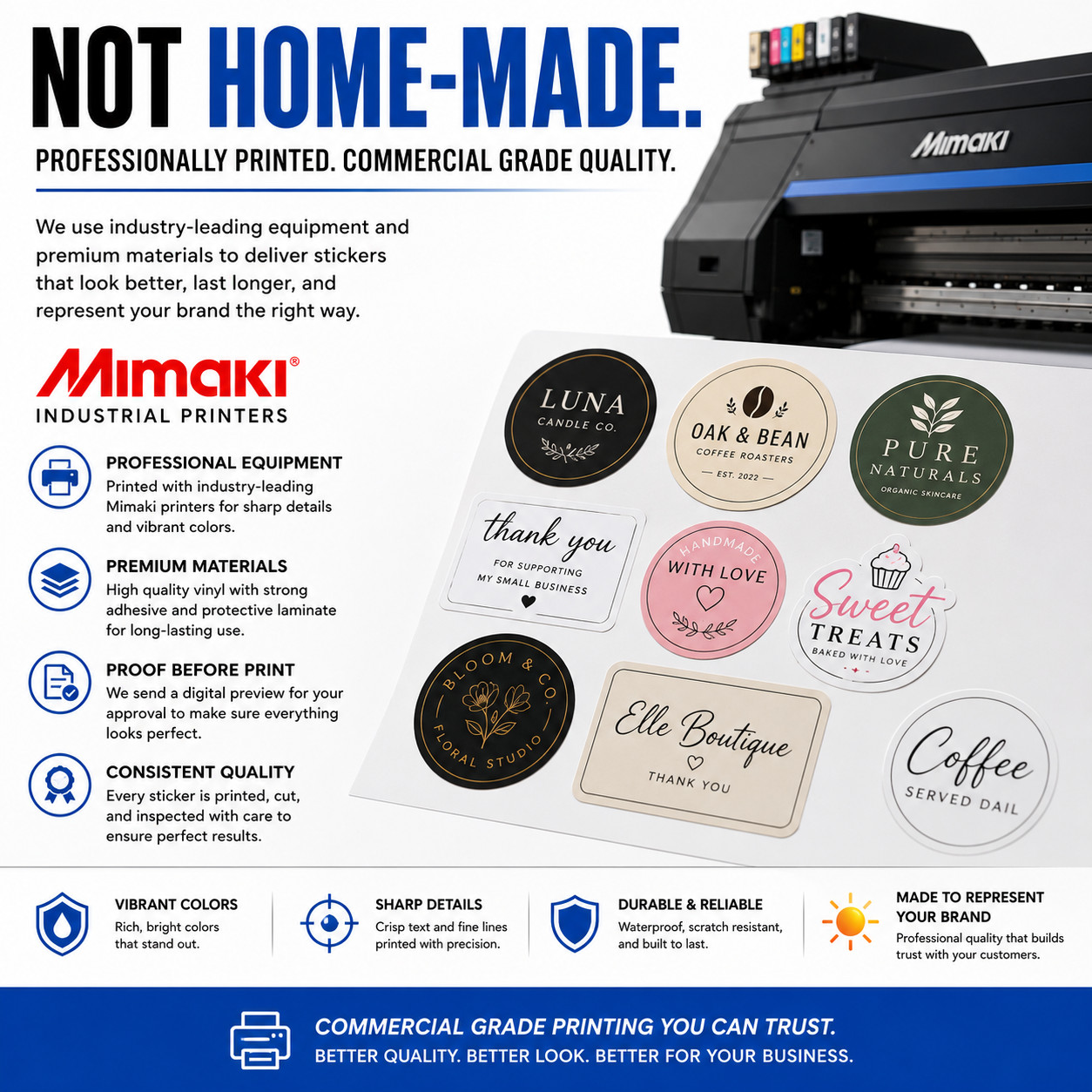 Custom Logo Stickers Matte Vinyl Labels Business Branding Decals 1-6″ Bulk