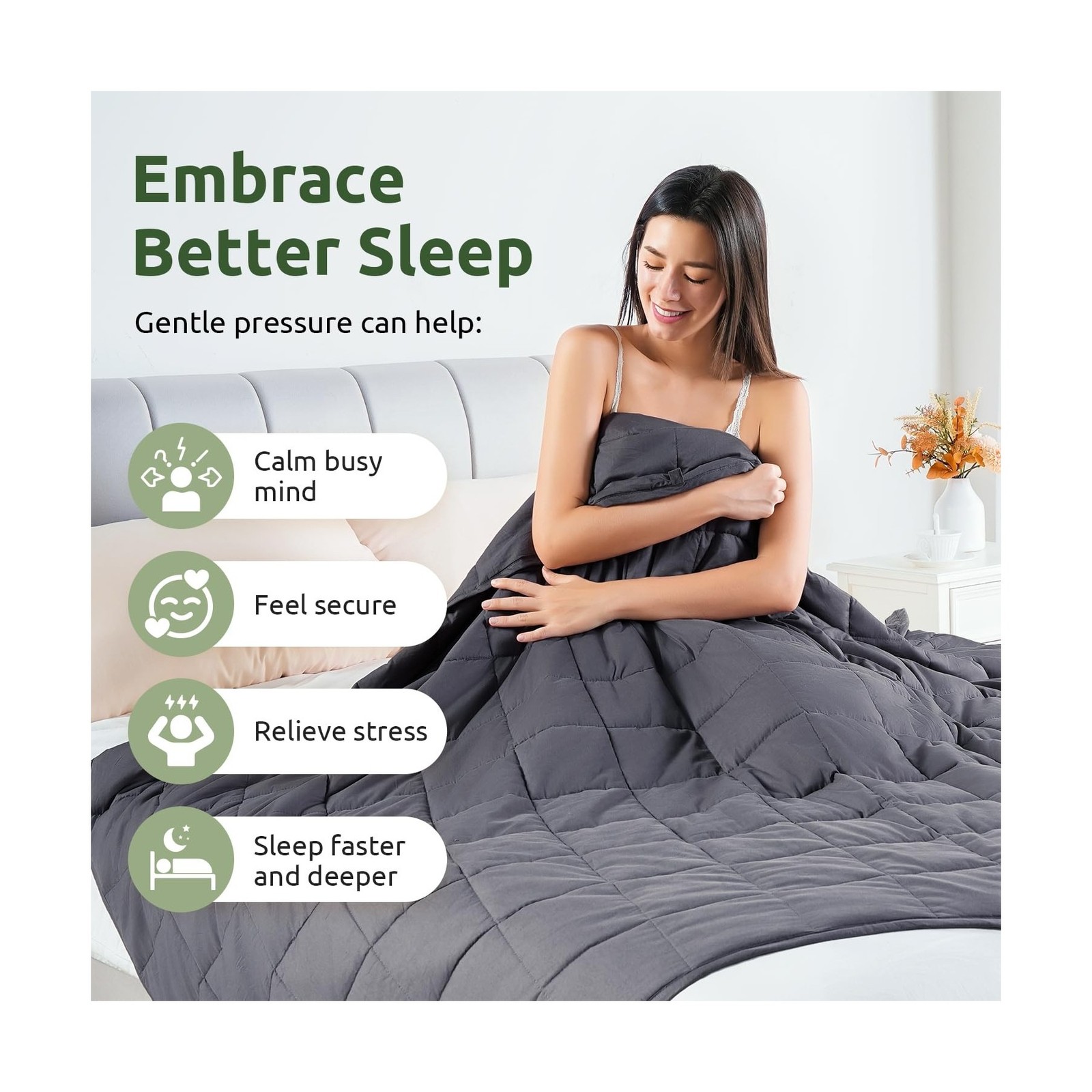 Sivio Weighted Blanket for Adults 100% Cotton, 60″x80″ Queen Size 15 lbs, Coo…