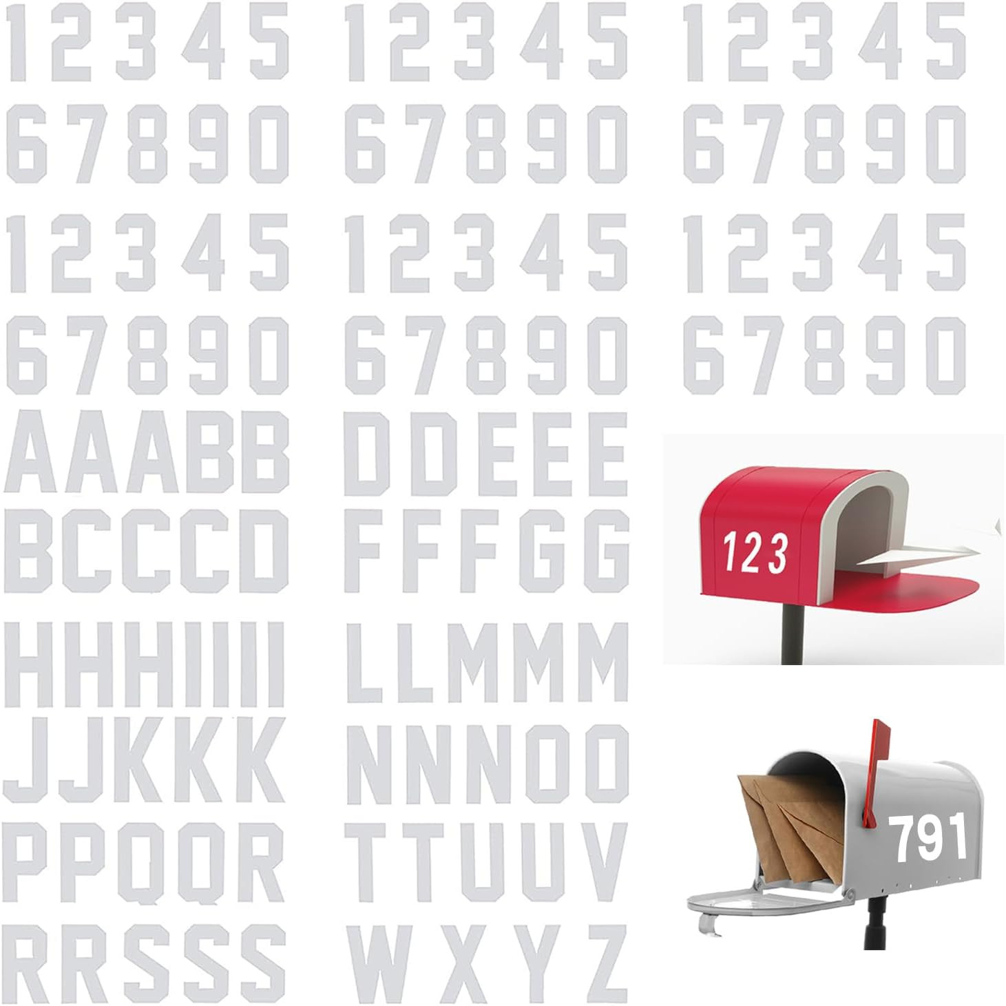 120 PCS Reflective Mailbox Number and Letters Stickers, 2 inches Self Adhesive C