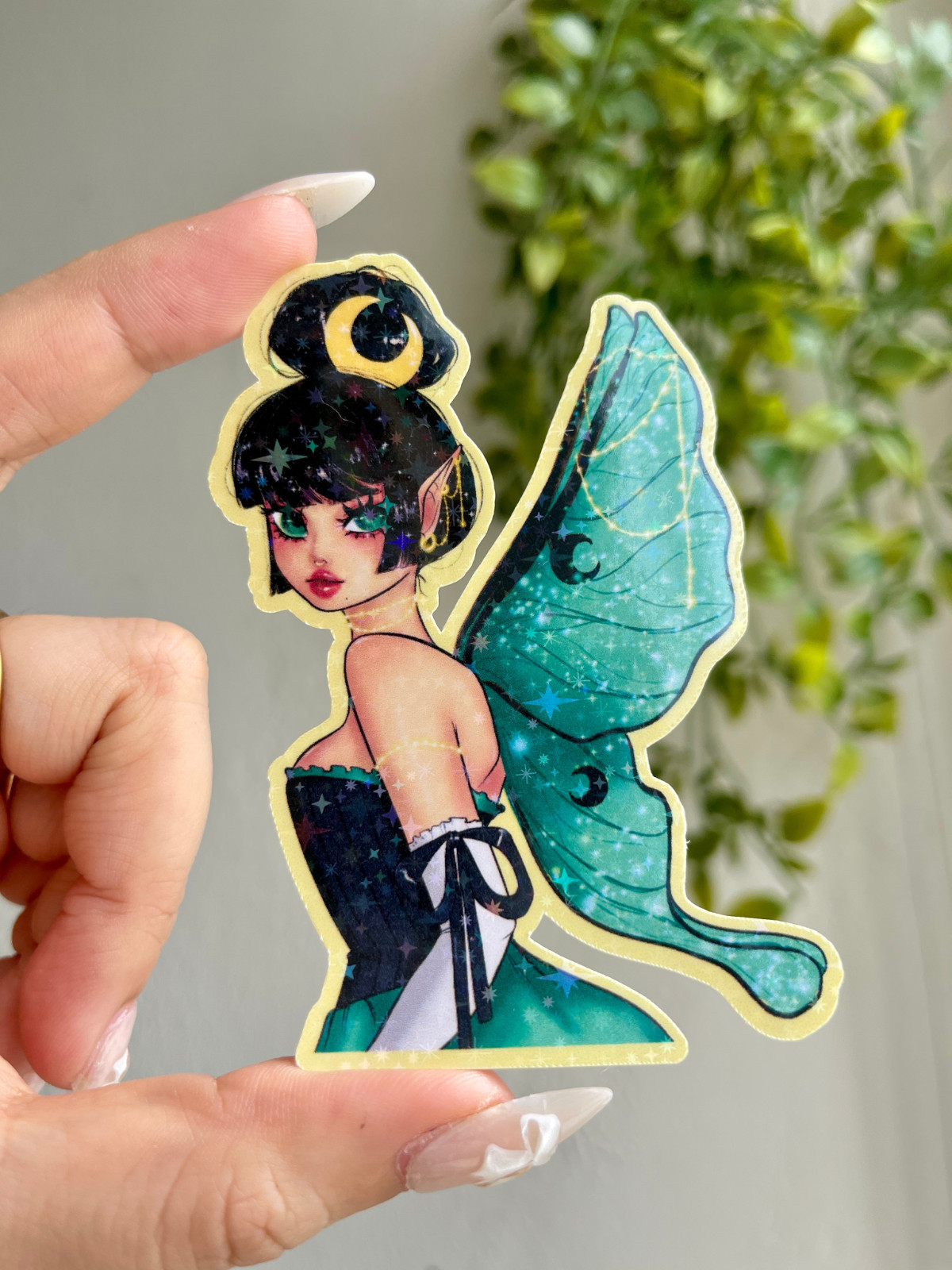 Lunar Moth Fairy Sticker, Cute Vinyl Die Cut Sticker