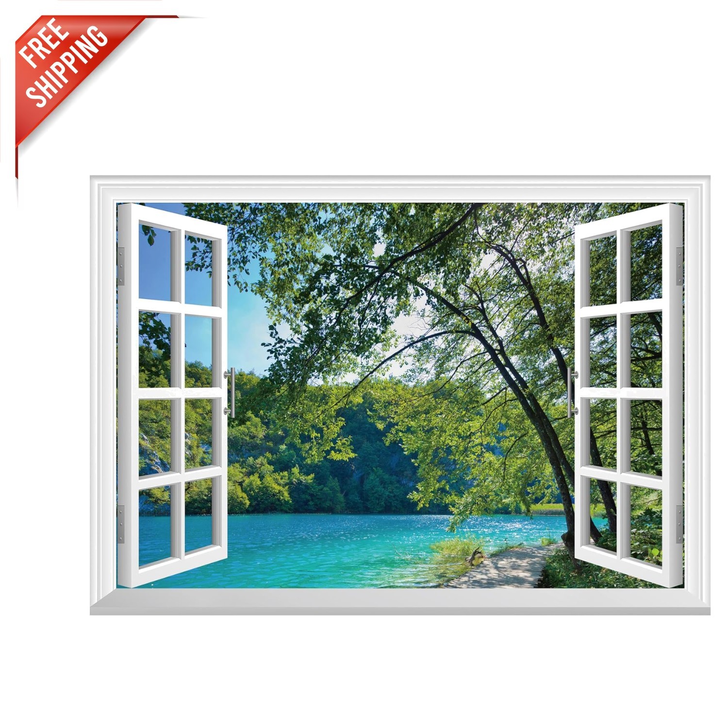 Experience Nature Indoors: Waterproof Jungle Lakes Wall Decals, 48×32, 2 Sheets