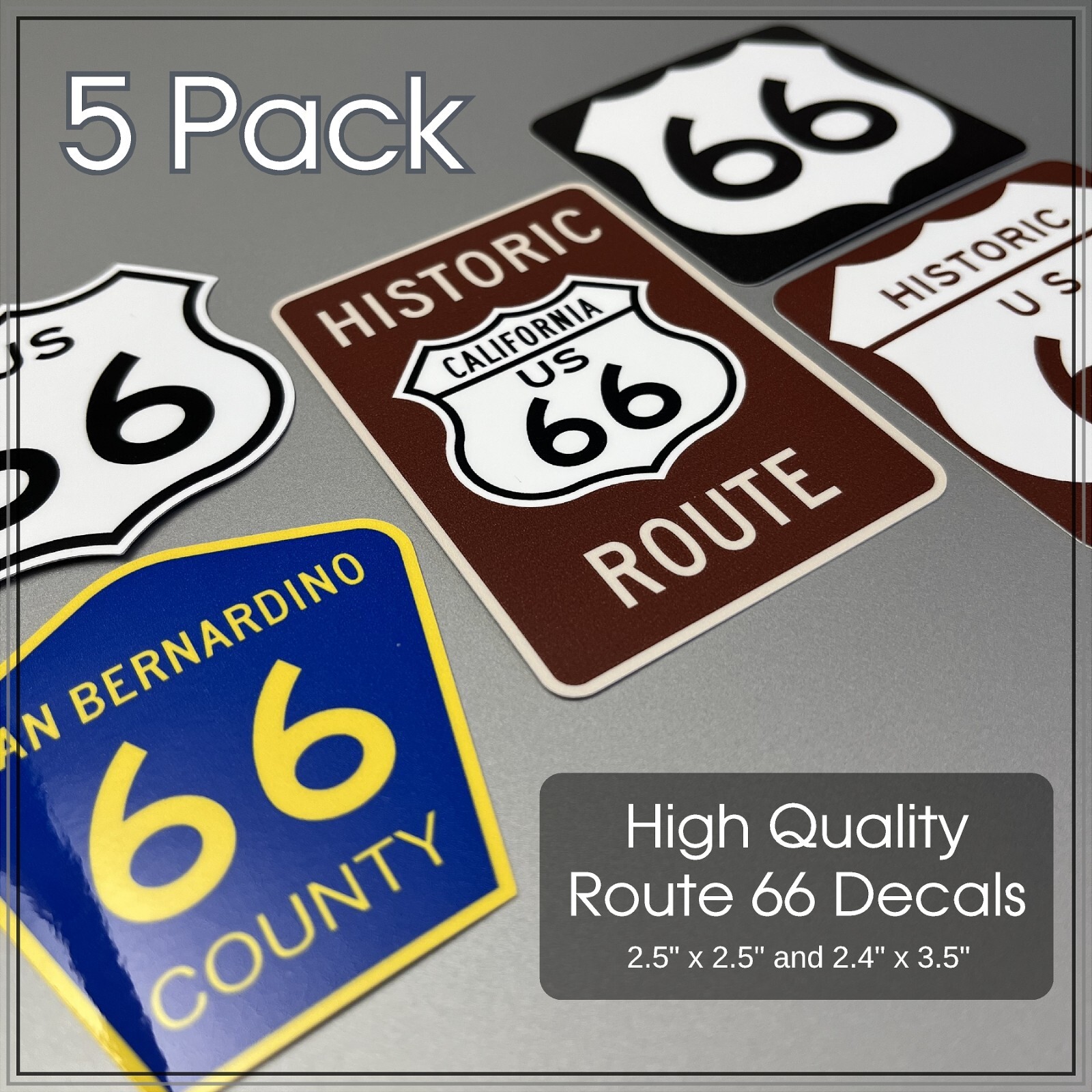 Route 66 Decals 5-pack Made With 3M Vehicle Grade Materials VERY HIGH QUALITY
