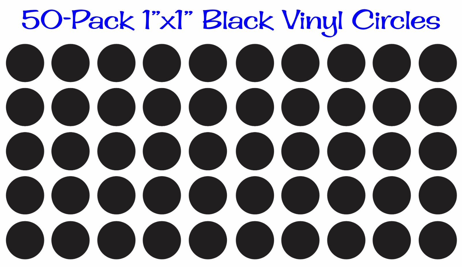 50 pack – 1″x1″ Round Black Vinyl Stickers / Decals Circles Polka Dots Die Cut