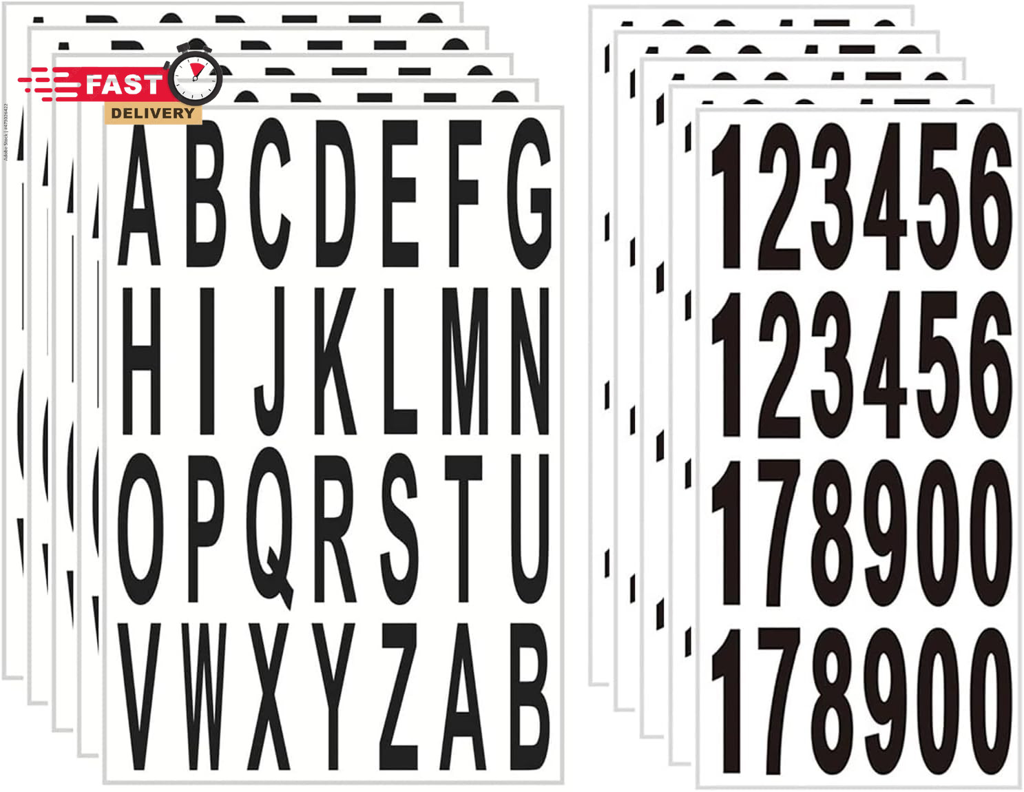 10 Sheet 3 Inch Mailbox Numbers and Letters Cut Classic Style Self-Adhesive Viny