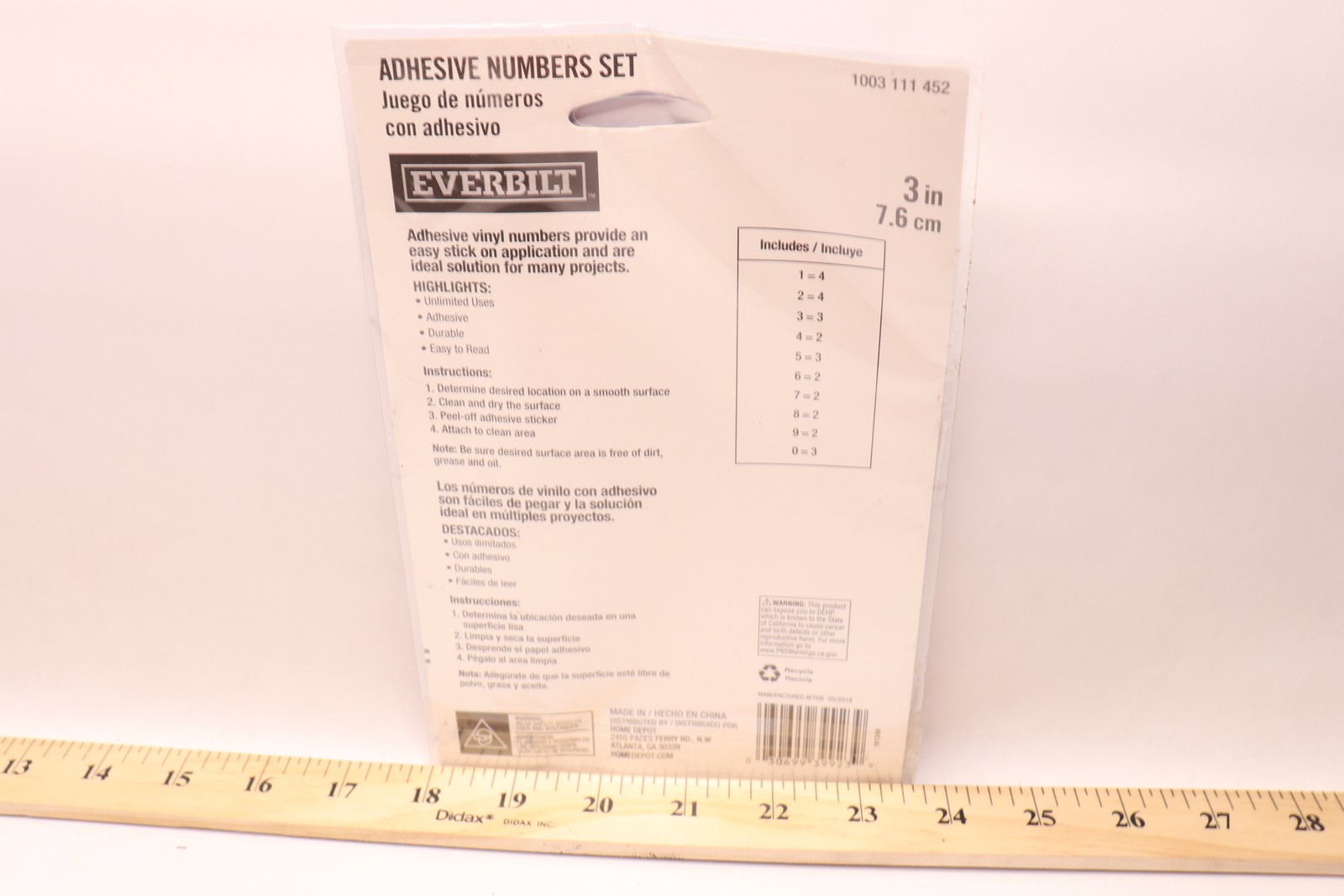 Everbilt 3 in. Self-Adhesive Vinyl Number Set