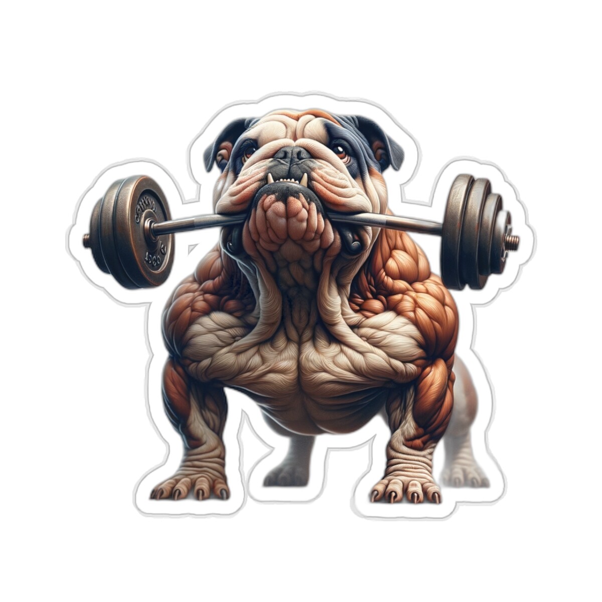 Sticker Ripped Bodybuilding Bulldog Gym Fitness Dumbbell Bully 2×2 3×3 4×4 6×6