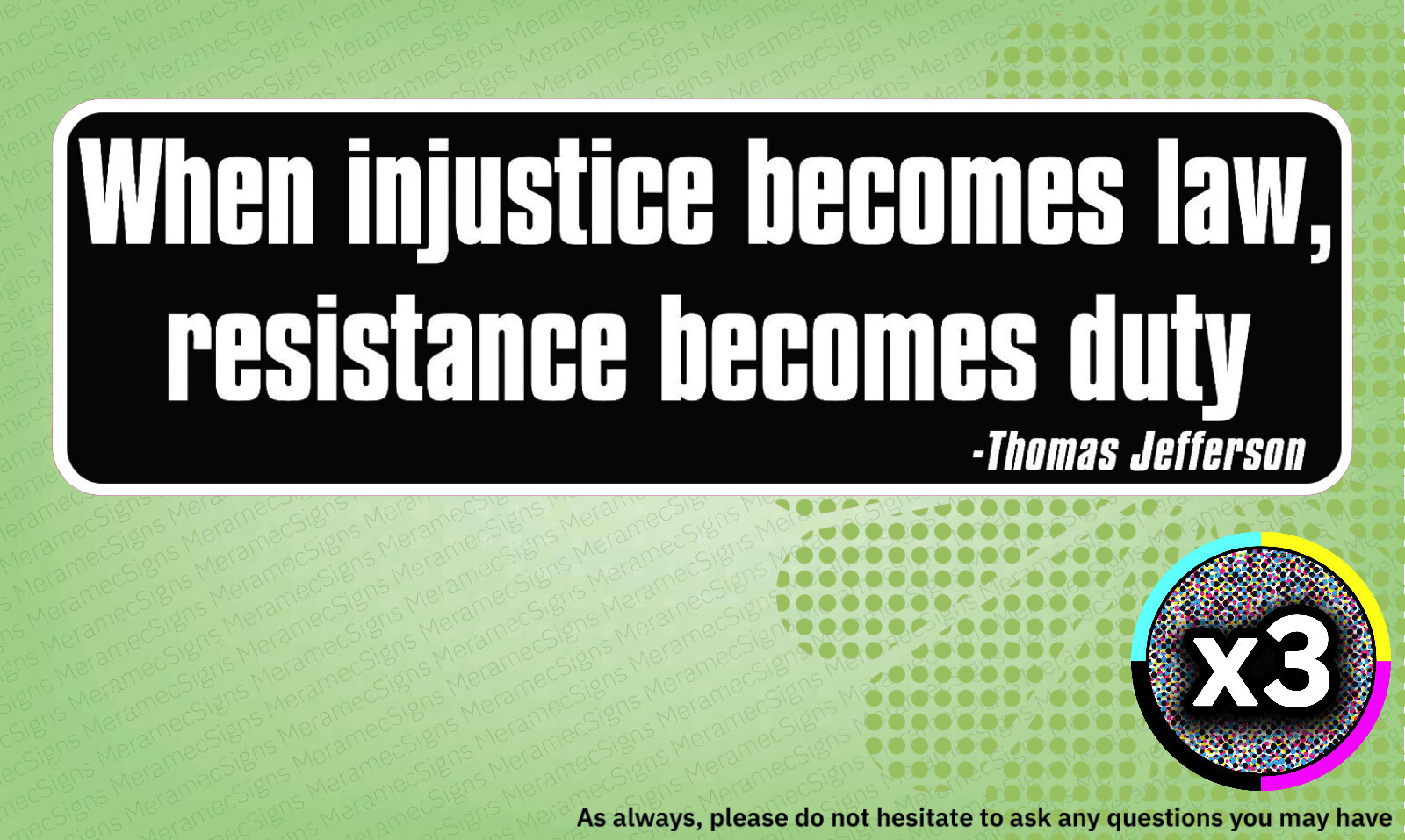 x3 4″ When Injustice Becomes Law… Thomas Jefferson Stickers Quotes Trump Maga
