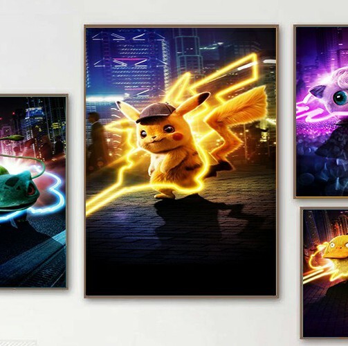Pokemon Poster Without Frame Pikachu Detective Canvas 20×30cm Wall Decoration