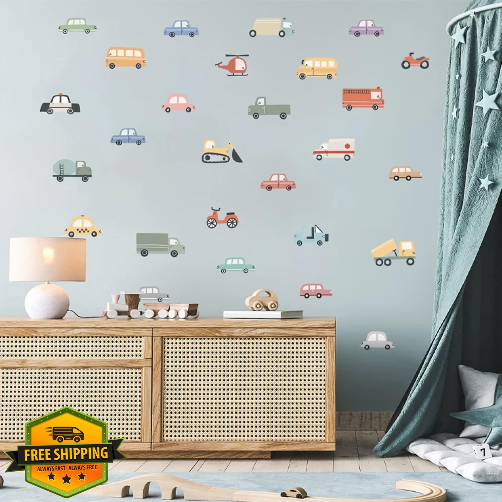 Liwo cars wall stickers 37pcs fabric