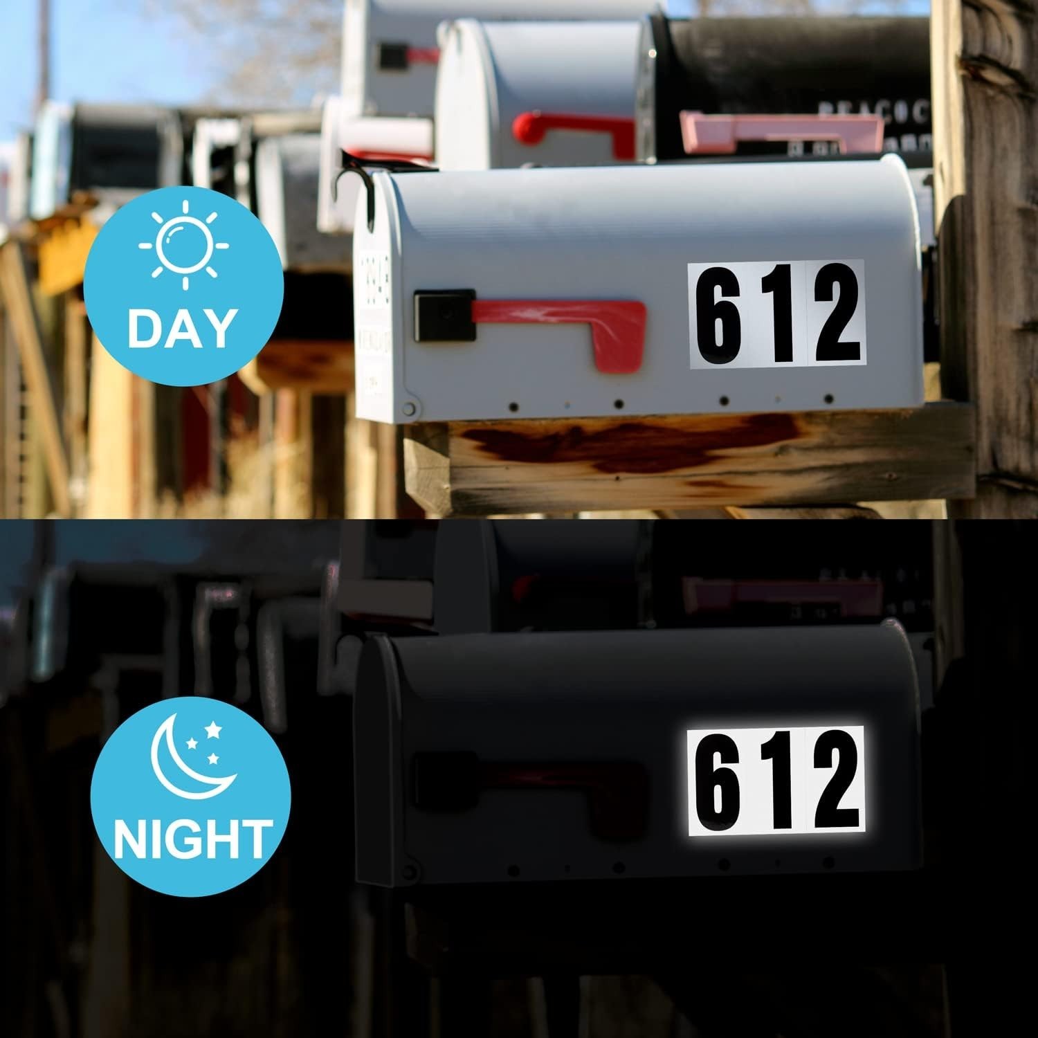 Durable Reflective Adhesive Mailbox Numbers – 60 Pack for Home & Business Use