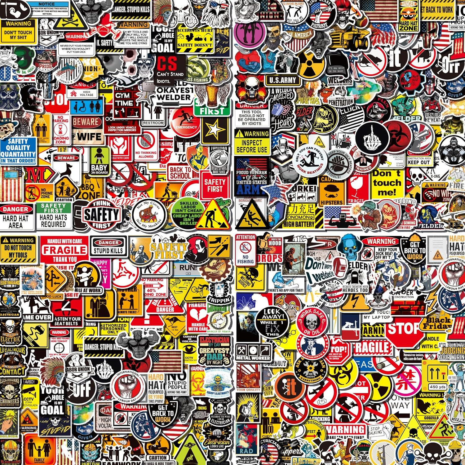 400 Pcs Hard Hat Stickers, Welding Stickers for Men&Adults Helmet, 100% Vinyl He