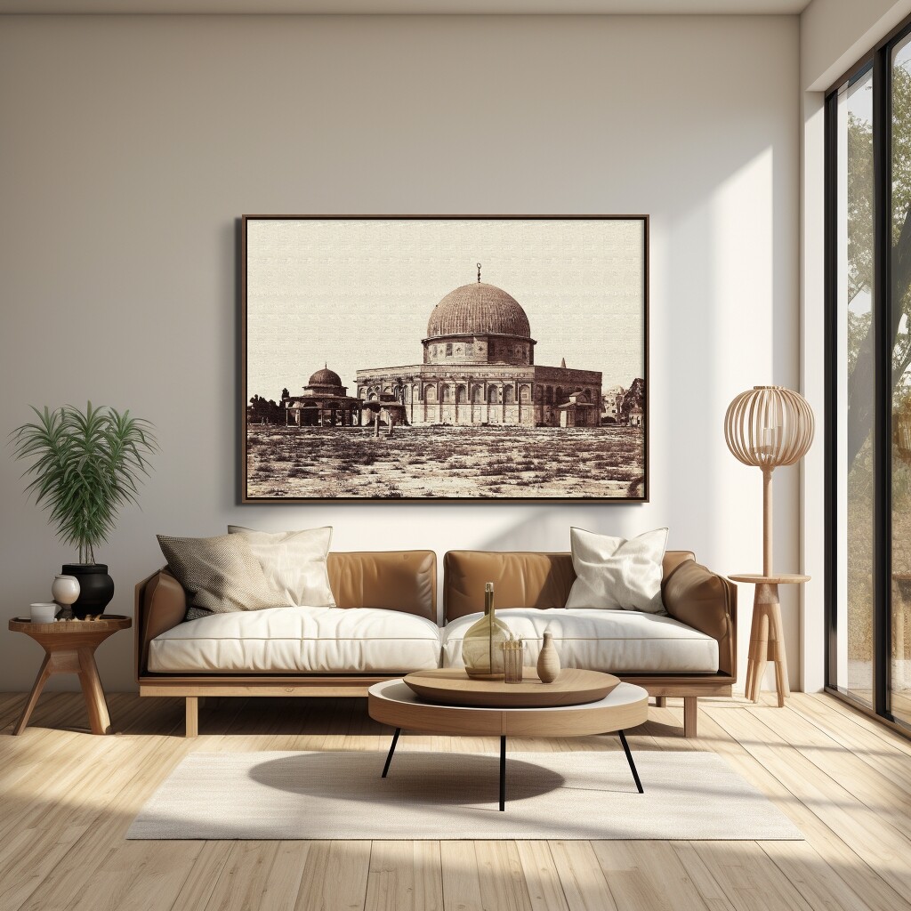 Large Floating framed canvas Jerusalem photo, Dome of the Rock Al-Aqsa Mosque