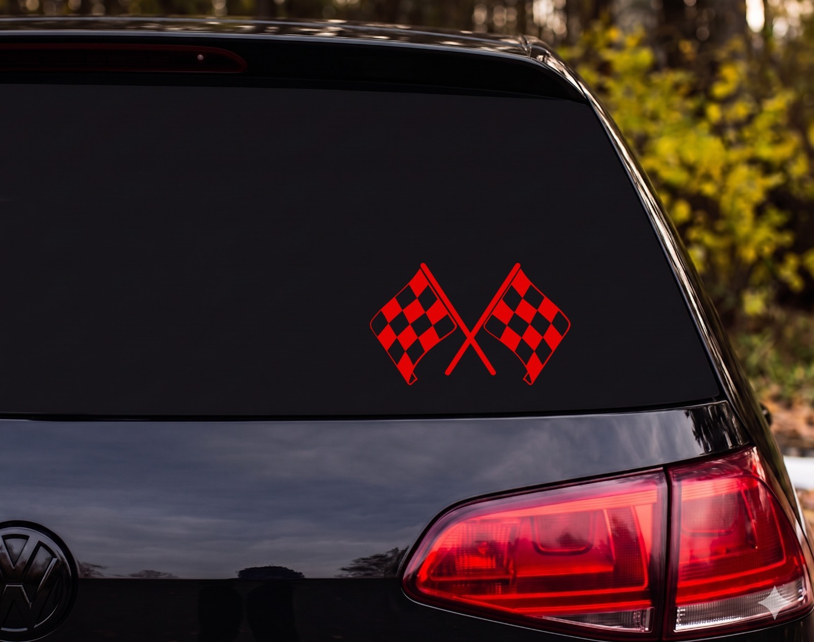 Crossed Checkered Racing Flags Vinyl Decal Sticker Car Window | Racing Fan Gift