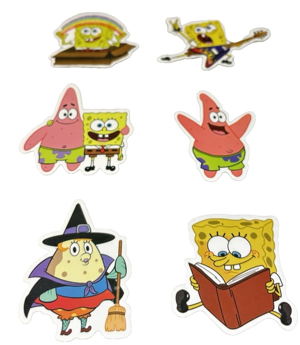 SpongeBob SquarePants 6pc Vinyl Stickers Lot Cartoon Water Bottle Laptop Decals