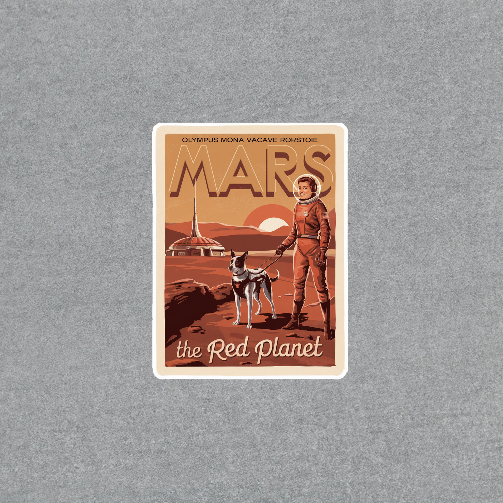 Retro Mars Travel sticker – Vintage Space Exploration Art Print Sticker #3445