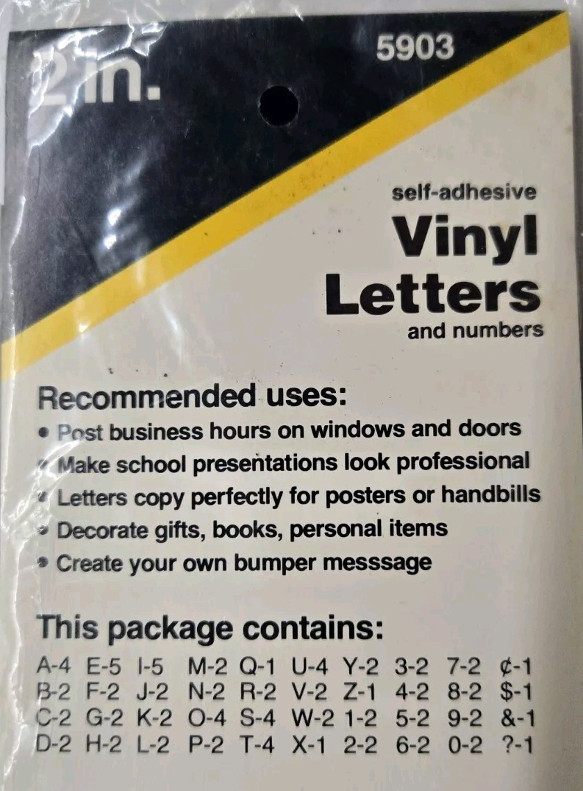 Avery 2″ Black Self Adhesive Vinyl Letters and Numbers, 87 Characters