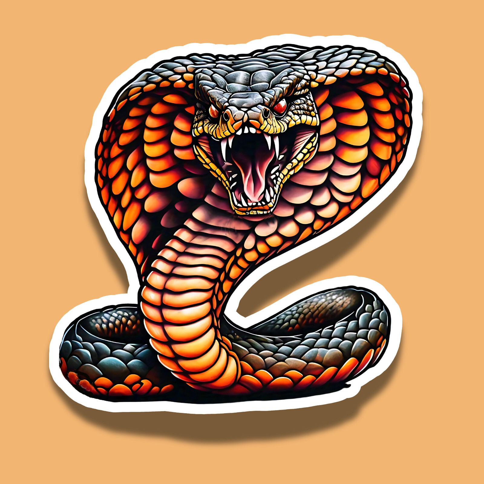 Hissing Venomous Cobra Reptile Fangs Predator 3″ Vinyl Sticker