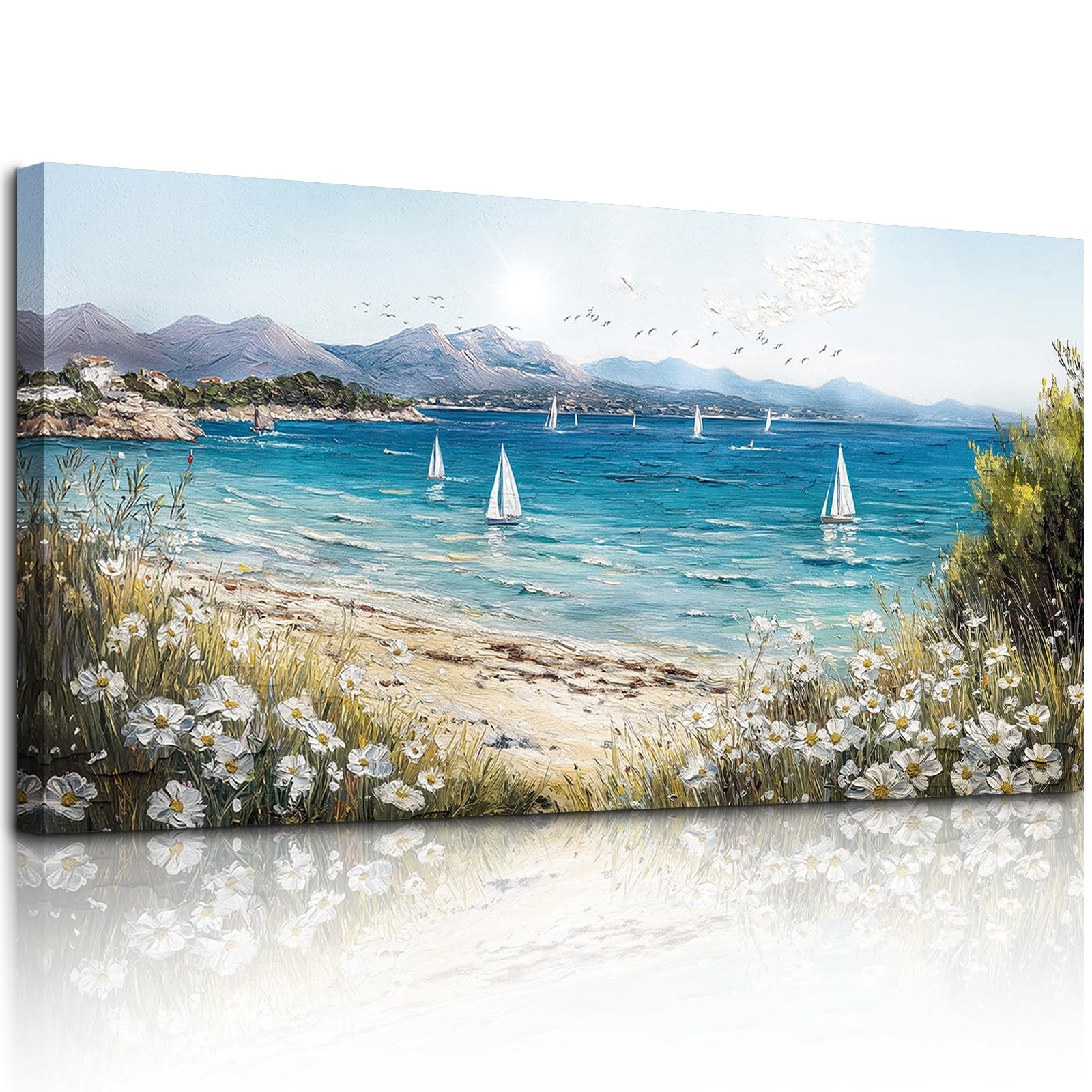 SERIMINO Beach Landscape Wall Art, Seaside Scenery Extra Large Canvas Wall Pi…