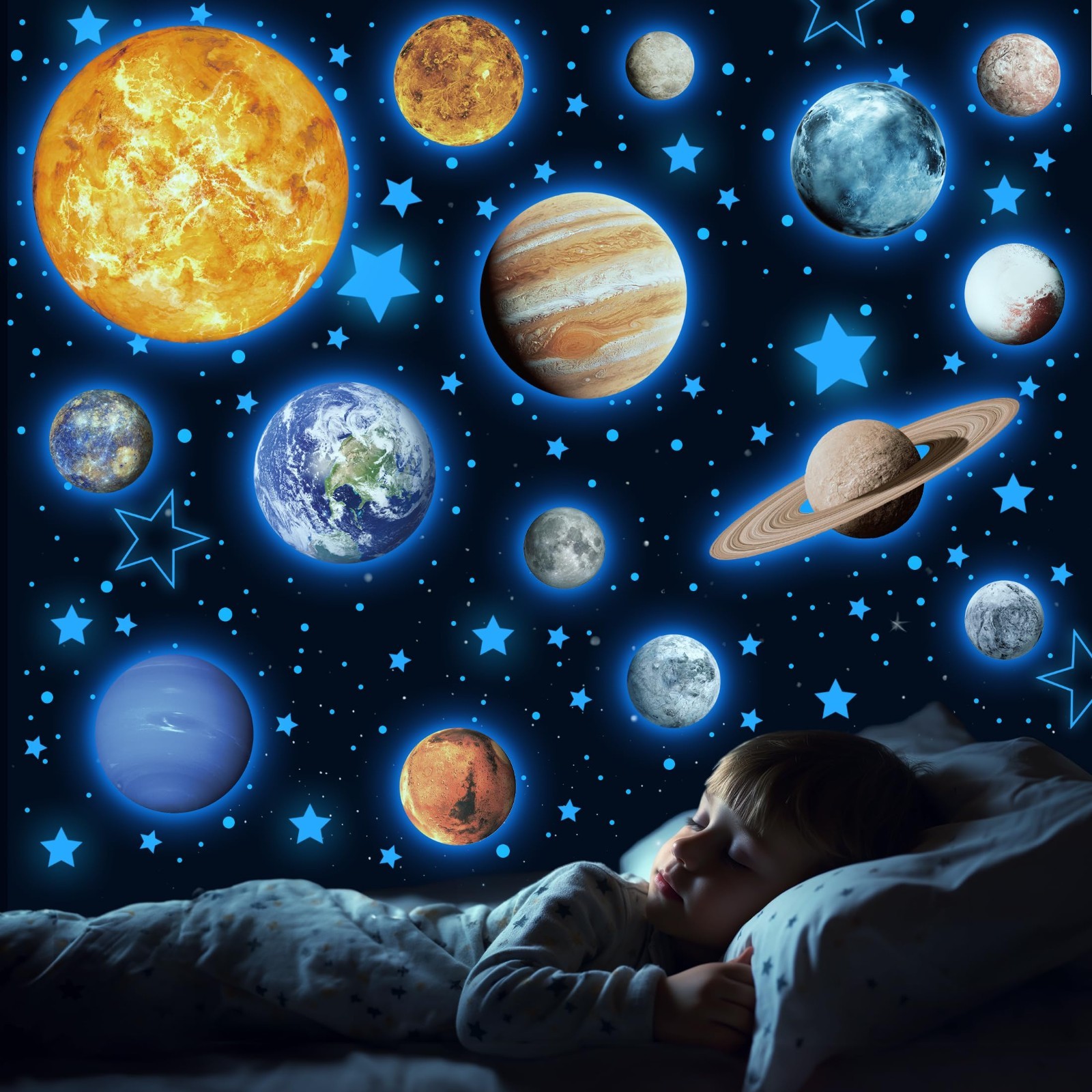 Glow in the Dark Solar System Wall Decals – 780 PCS Stars & Planets Stickers for