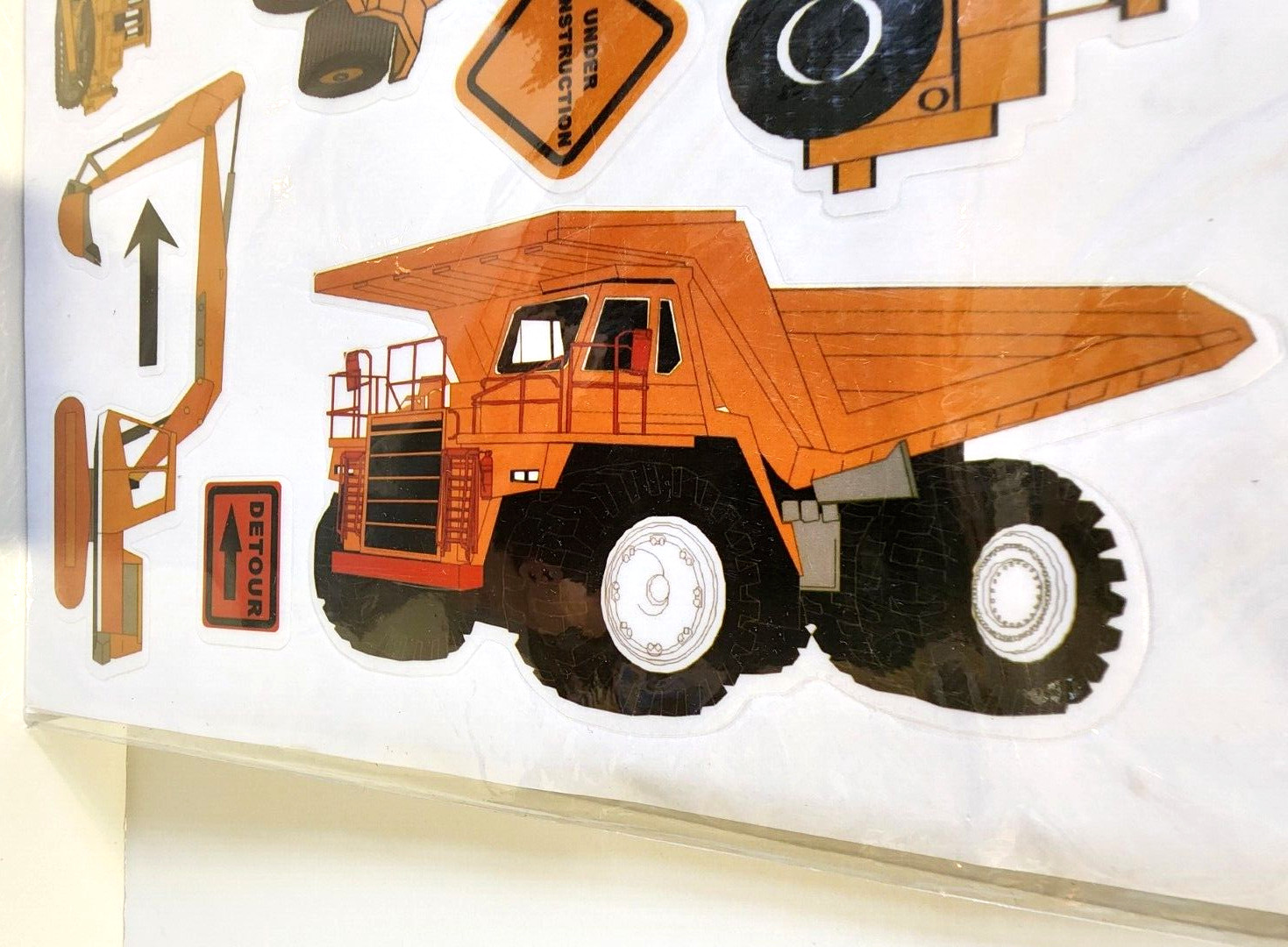 Construction Trucks Wall Decal Stickers Removable Kids Bulldozer Crane SEALED