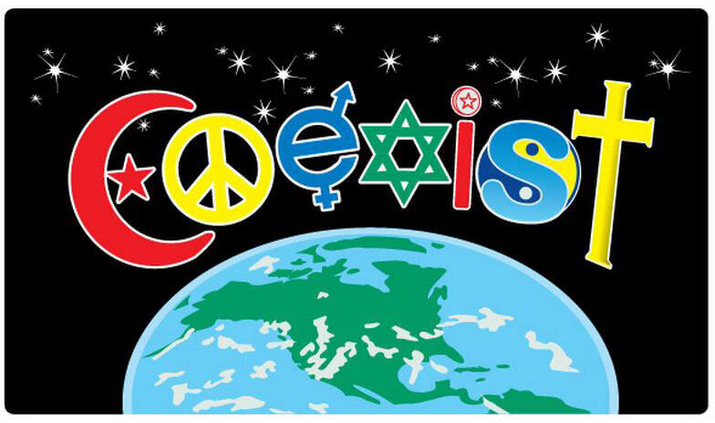 Coexist Earth – Postcard Sized Vinyl Sticker 6″ x 3.75″