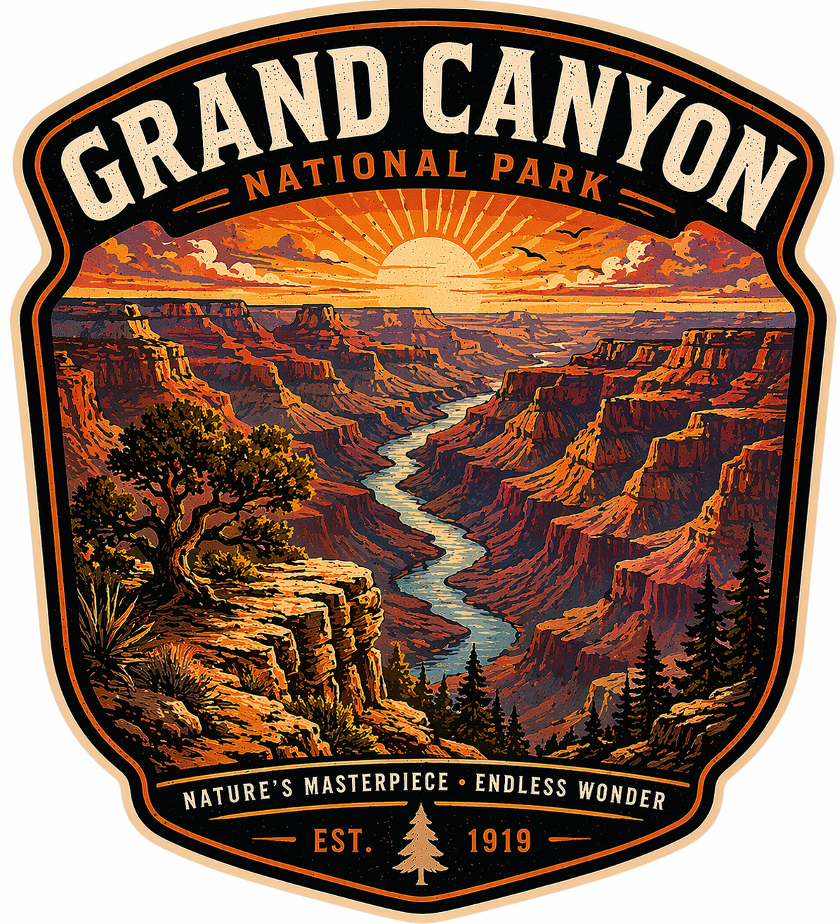 Grand Canyon National Park Sticker Decal Vintage Travel Badge Waterproof