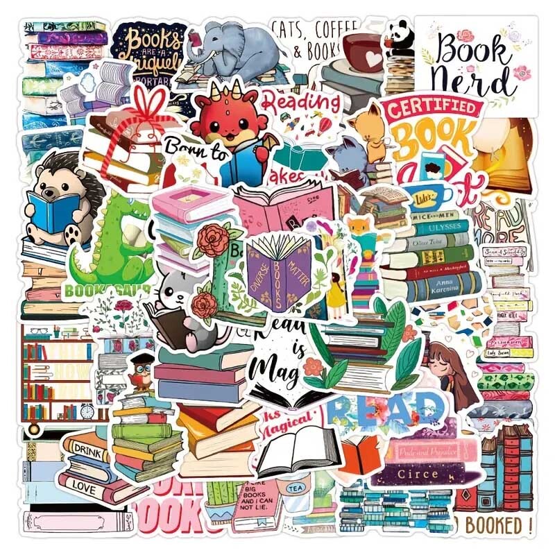 READING Vinyl Stickers [D] I LOVE BOOKS Read BOOK NERD Teacher LIBRARIAN Decals