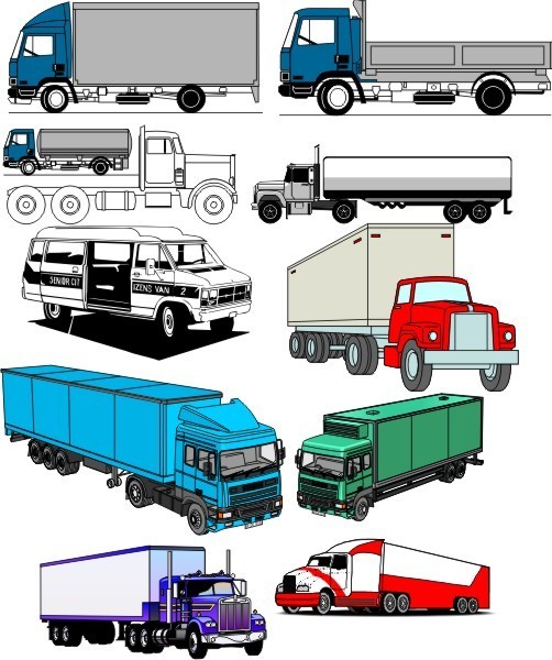 Vector Trucks Bundle, Truck Vector CDR Files, Editable Truck Clipart-Vector CDR