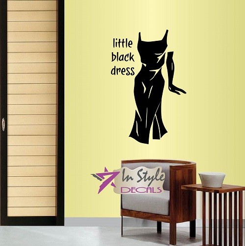 Wall Vinyl Decal Little Black Dress Fashion Girls Shopping Style Room Decor 657