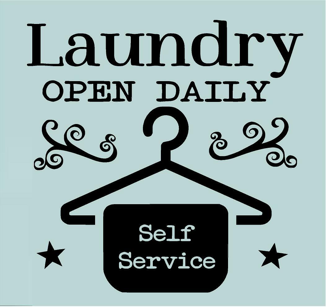 Laundry Open Daily Self Service Vinyl Decal Home Décor 12″ x 12″