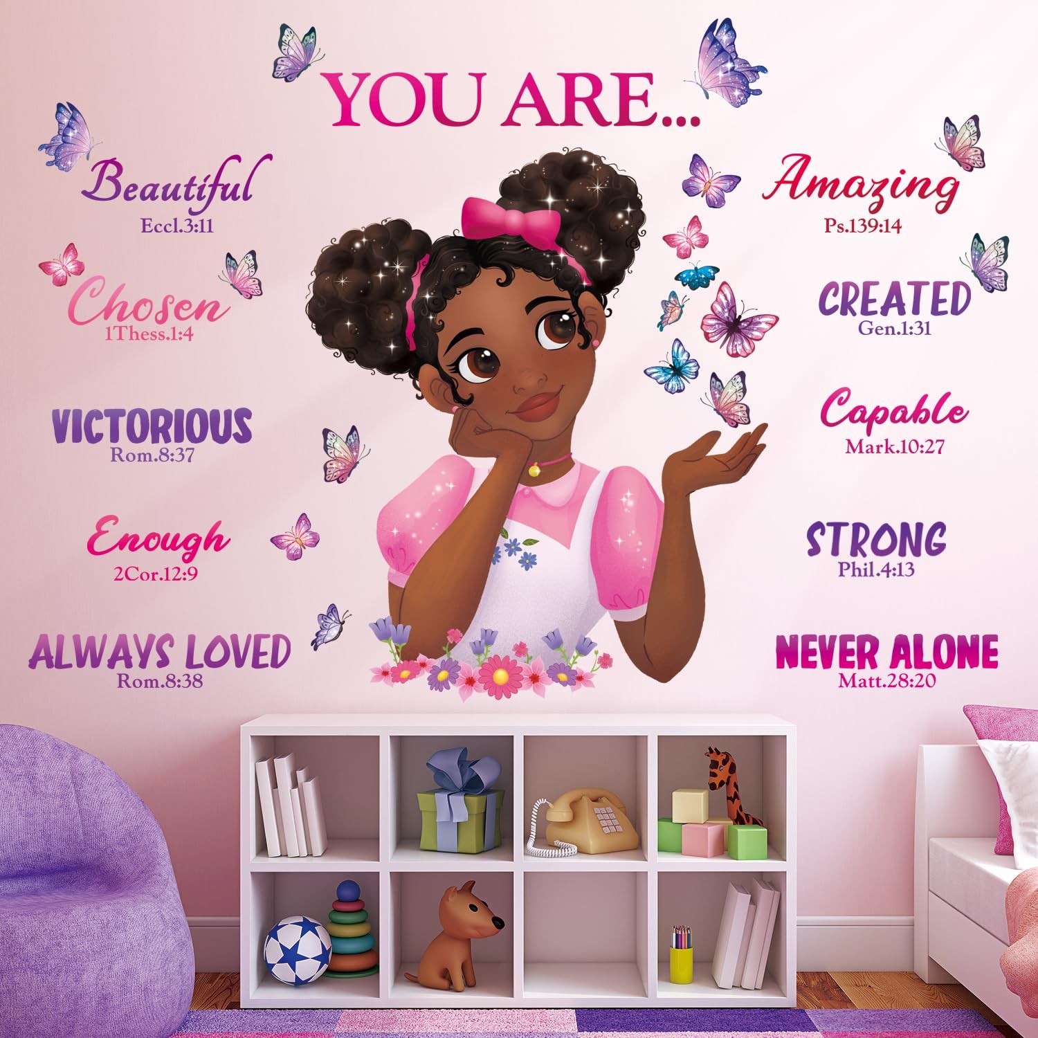 SG2-2315 Black Girl Magic Wall Stickers Decals Girls Bedroom Butterfly Kids R…