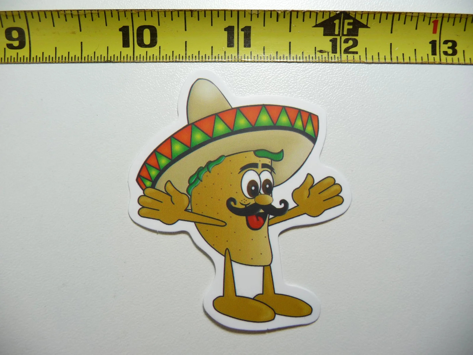 MEXICAN FOOD HAPPY TACO ARMS OPEN TO HUG SMALL STICKER DECAL MEXICO SOUTHWESTERN