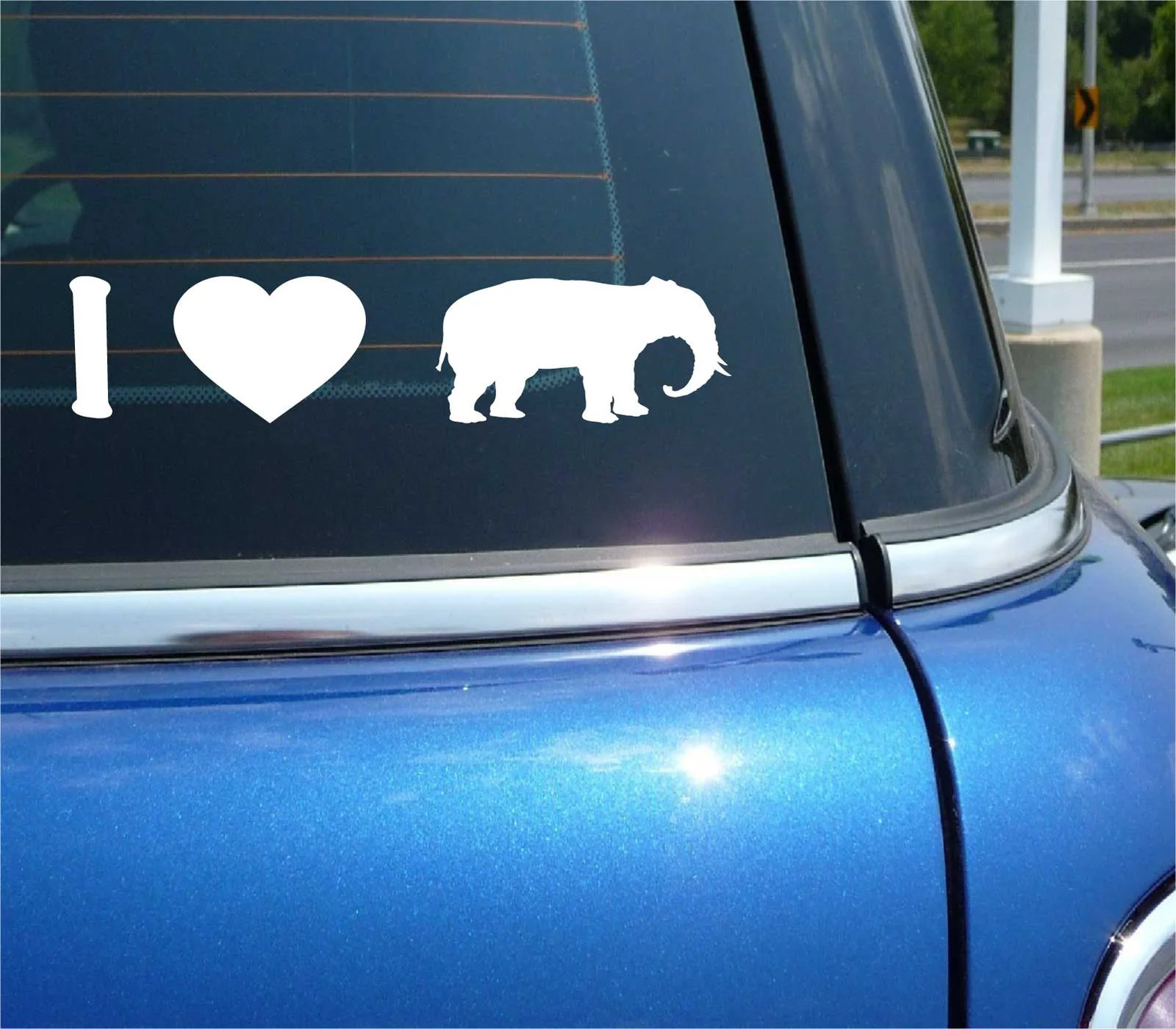 I LOVE ELEPHANTS DECAL STICKER HEART AFRICA ASIA CIRCUS ZOO PEANUT CAR TRUCK