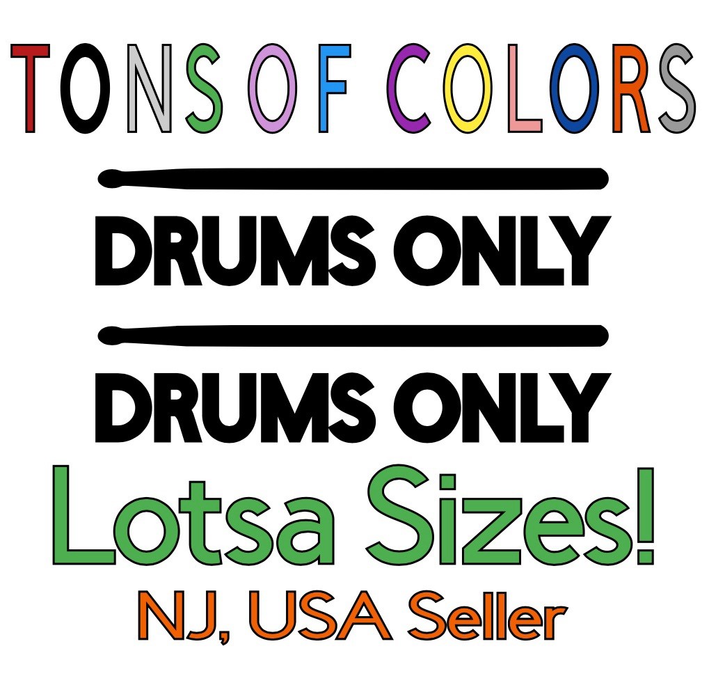 TWO Drums Only Logo Vinyl Decals MANY Szs/Colors Free Decal Offer Inside!
