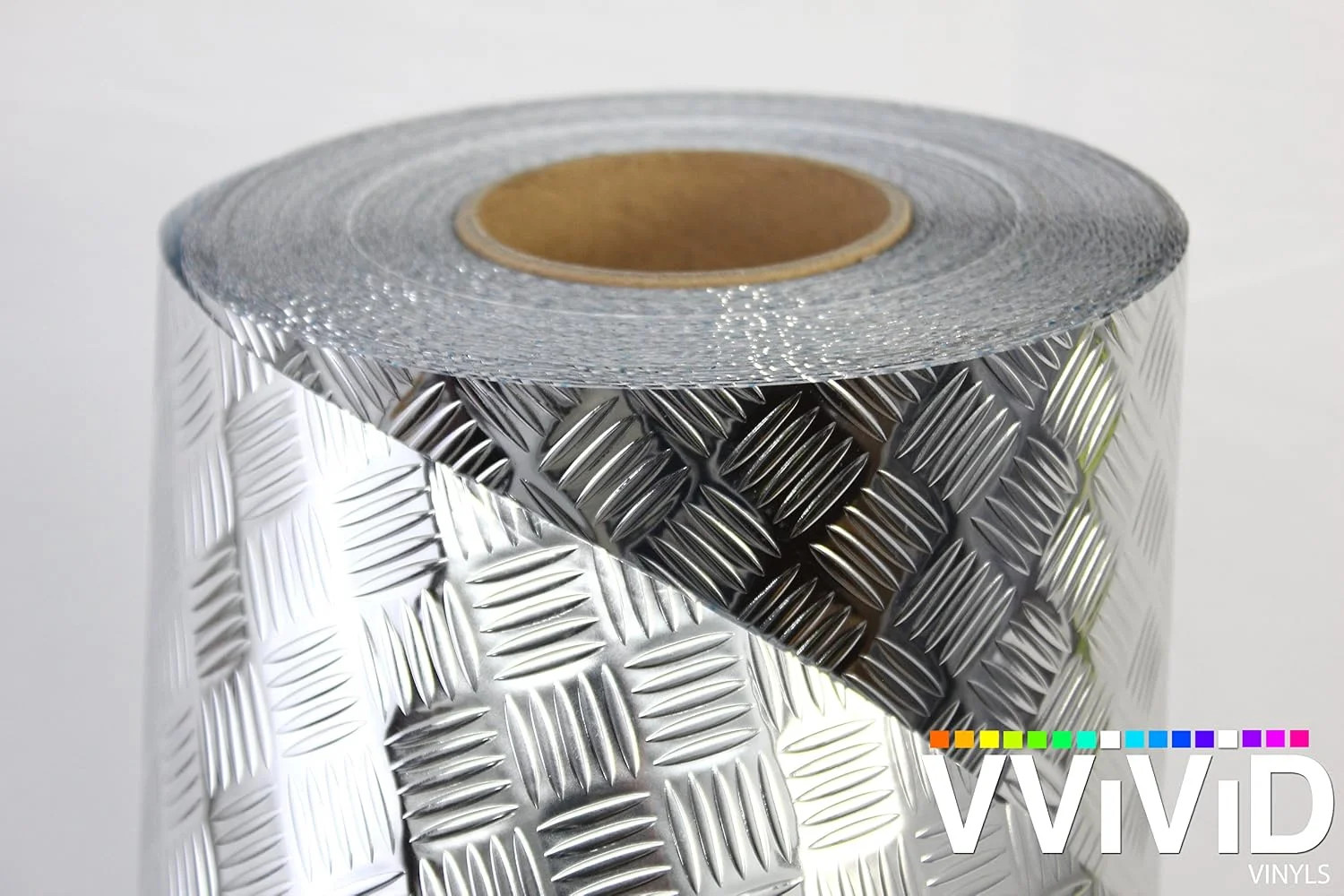 Diamond Plate Vinyl Wrap Silver Chrome Adhesive Roll Shelf Wall Floor 3FT