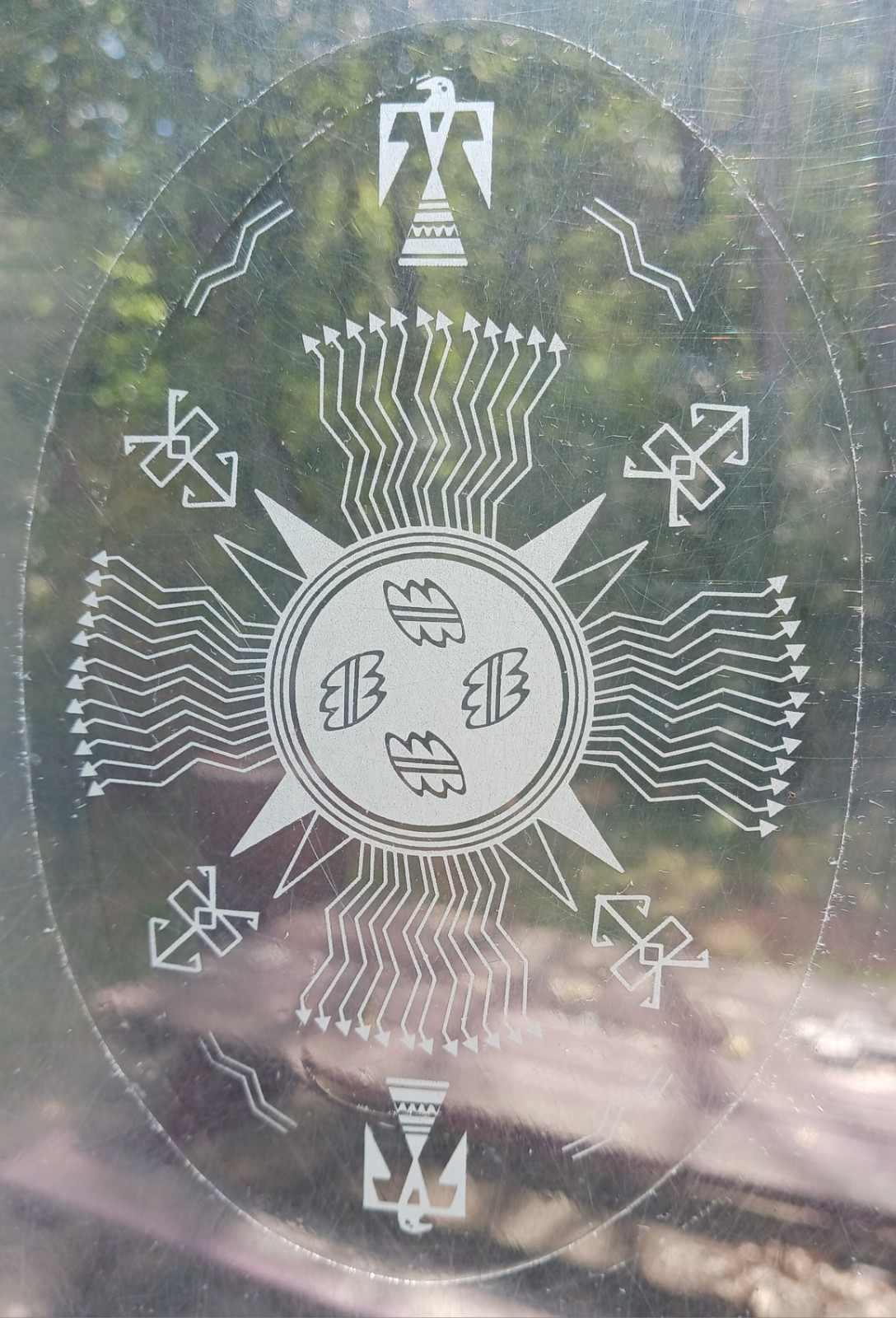 NATIVE CLEAR Decal 4″x6″ OVAL Etched Glass Look Cling Removable & Reusable 60