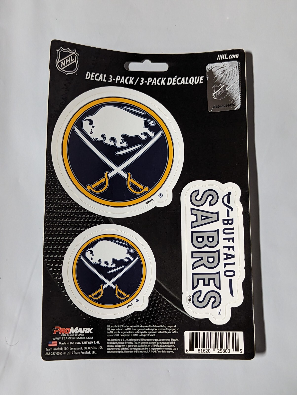 Buffalo Sabers 3-Pack Die-cut Decals Stickers Sheet Measures 5″ x 7″ New!