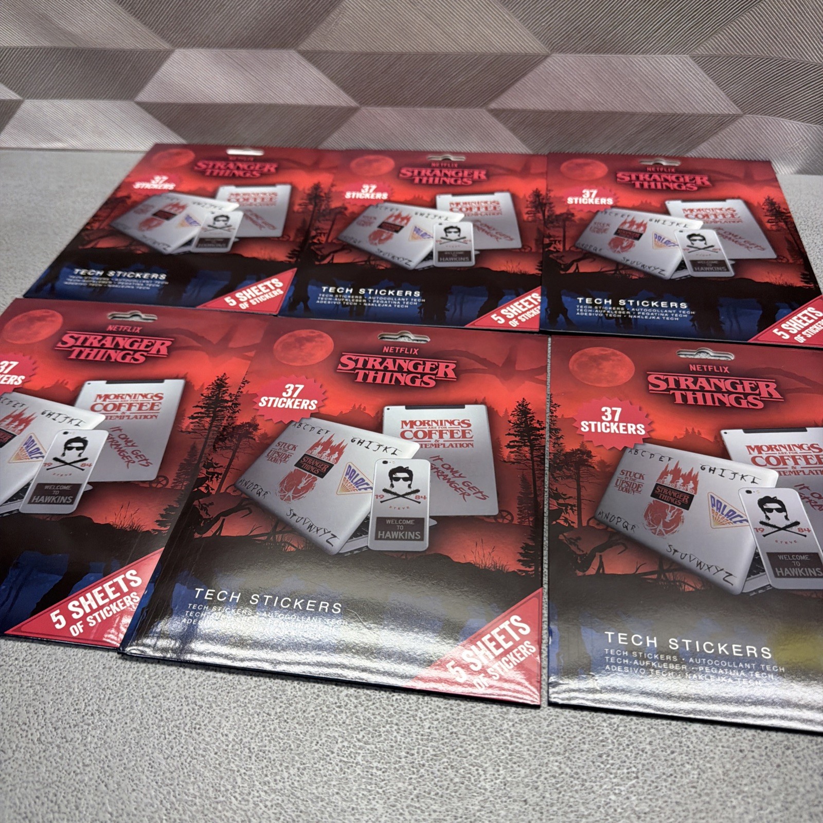 6-SETS STRANGER THINGS TECH STICKERS TOTAL 222 STICKERS