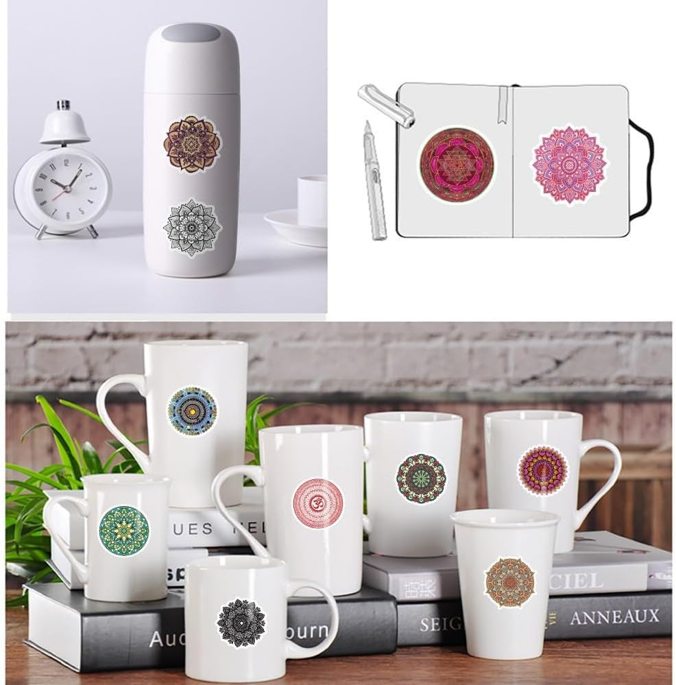 60PCS Mandala Stickers for Laptop Water Bottle, Aesthetic Waterproof Vinyl Decal