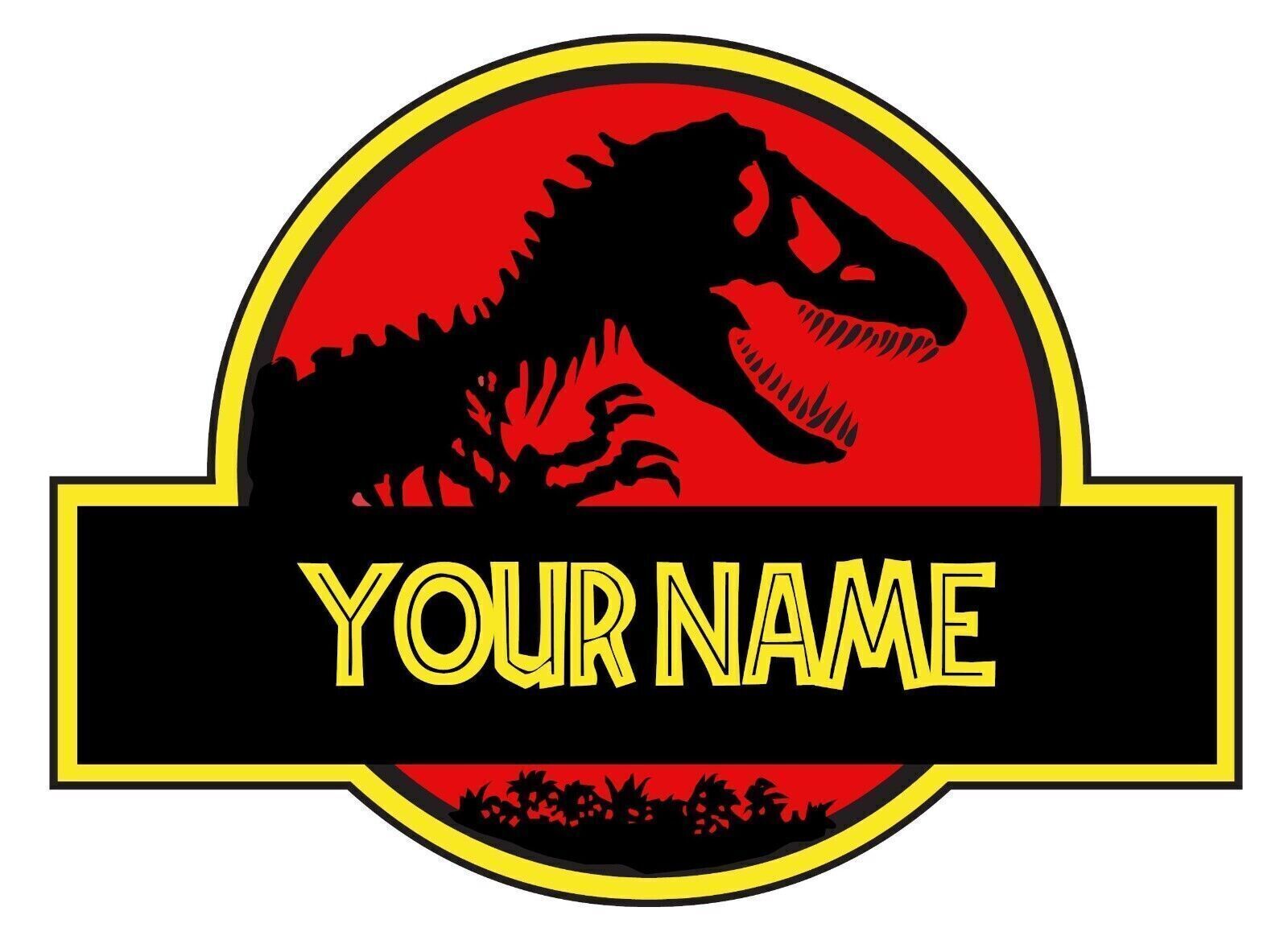 CUSTOM “YOUR NAME” Personalized Jurassic Park Color Vinyl Sticker Waterproof