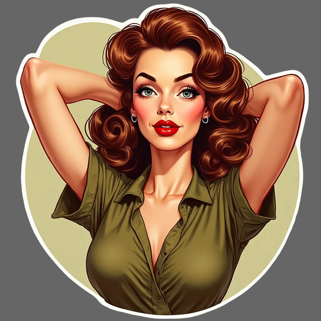 Pinup Girl sticker vinyl decal sexy vintage green blouse classic retro art