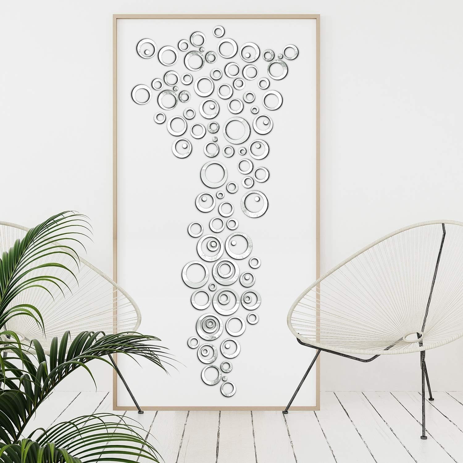 Transform Your Space with 72 Round Mirror Wall Stickers – Stylish Silver Accents