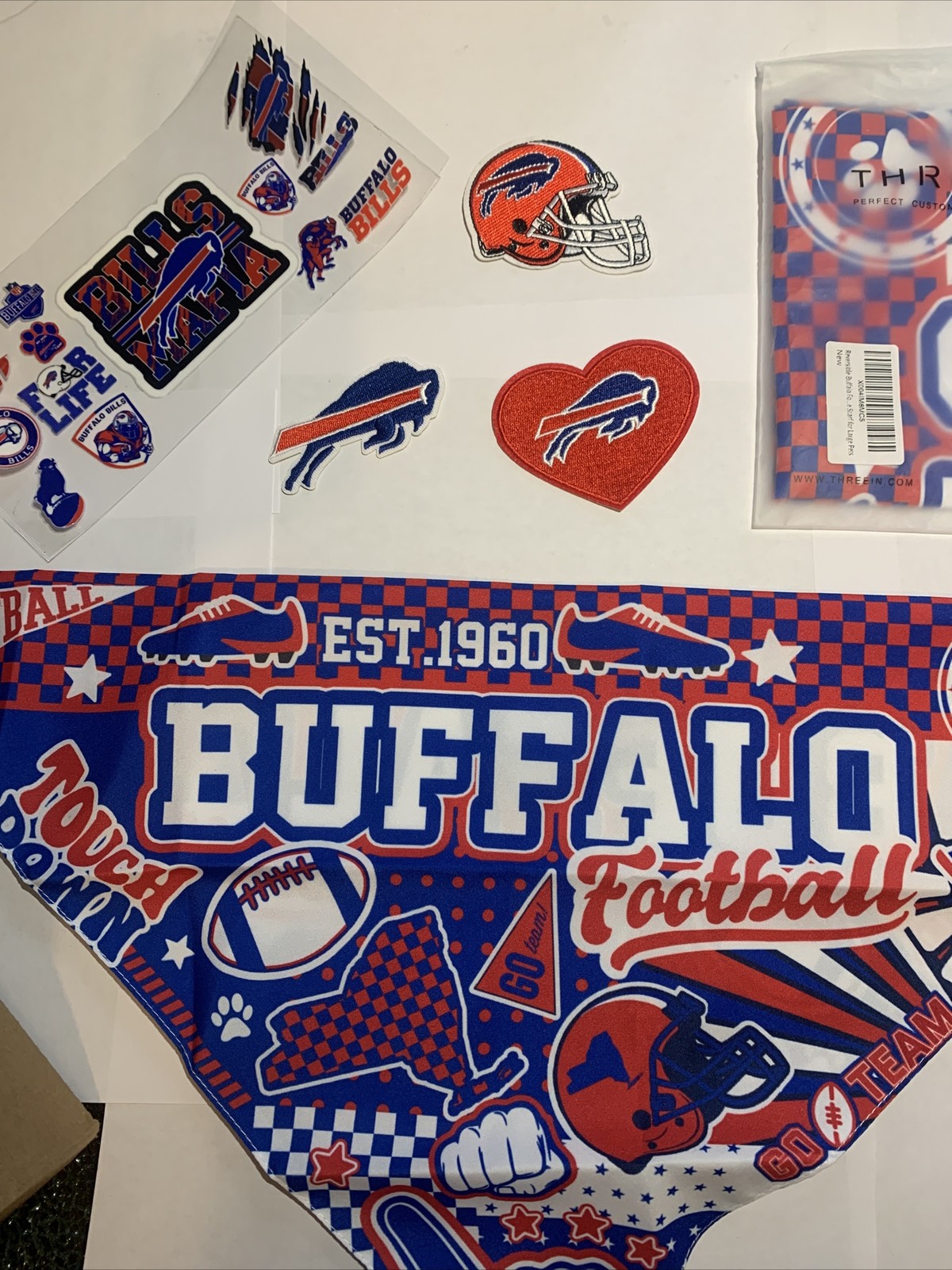 Buffalo Bills Football Lot Patches Pet Scarf Decal Sticker Car Truck Tumbler Mug